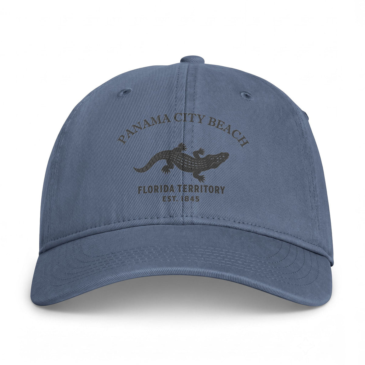 Panama City Beach Florida Distressed Cotton Cap - Charcoal Print Logo