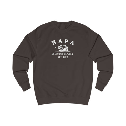 Napa California Vintage Retro Premium Crewneck Sweatshirt - White Logo - Bottle Green