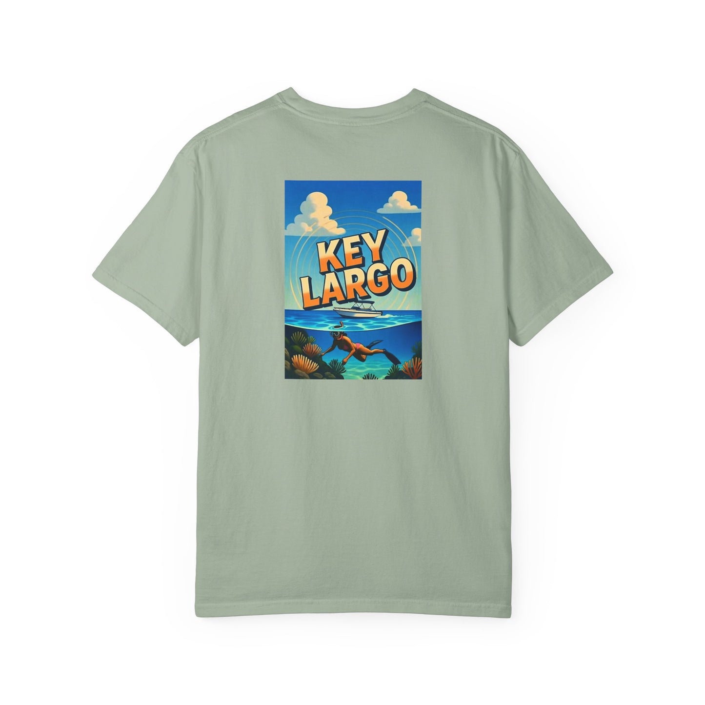 Key Largo Florida Vintage Retro Back Printed Art Series Cotton Tee - Black Logo
