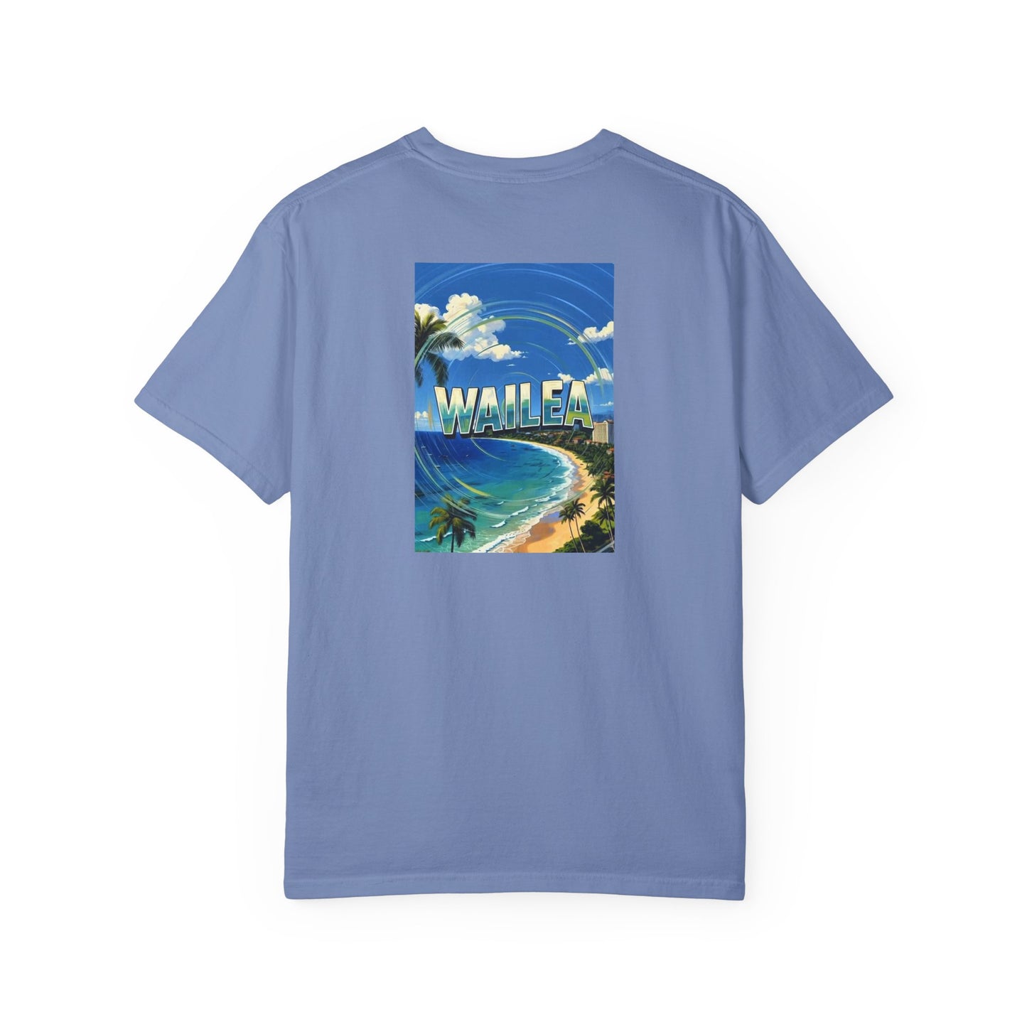 Wailea Hawaii Vintage Retro Back Printed Art Series Cotton Tee - Black Logo
