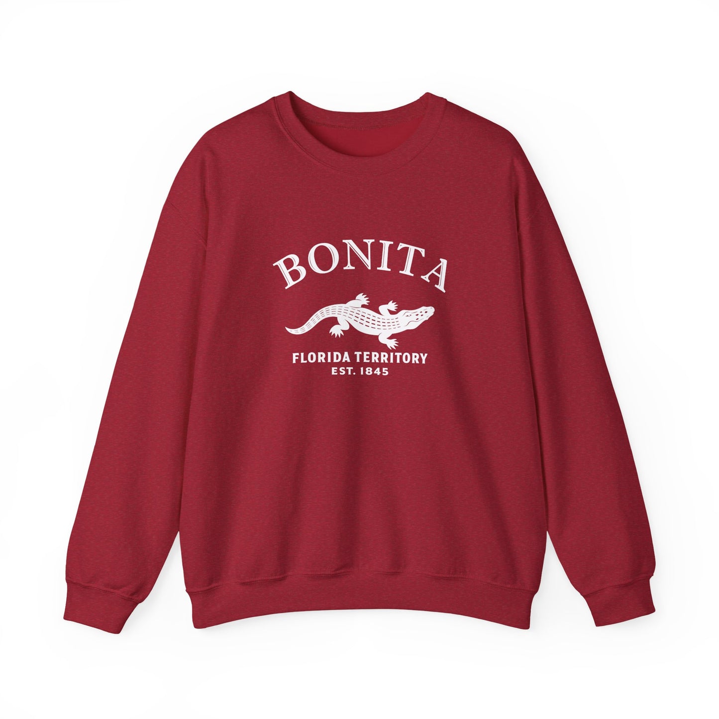 Bonita Florida Vintage Retro Unisex Heavy Crewneck Sweatshirt - White Logo