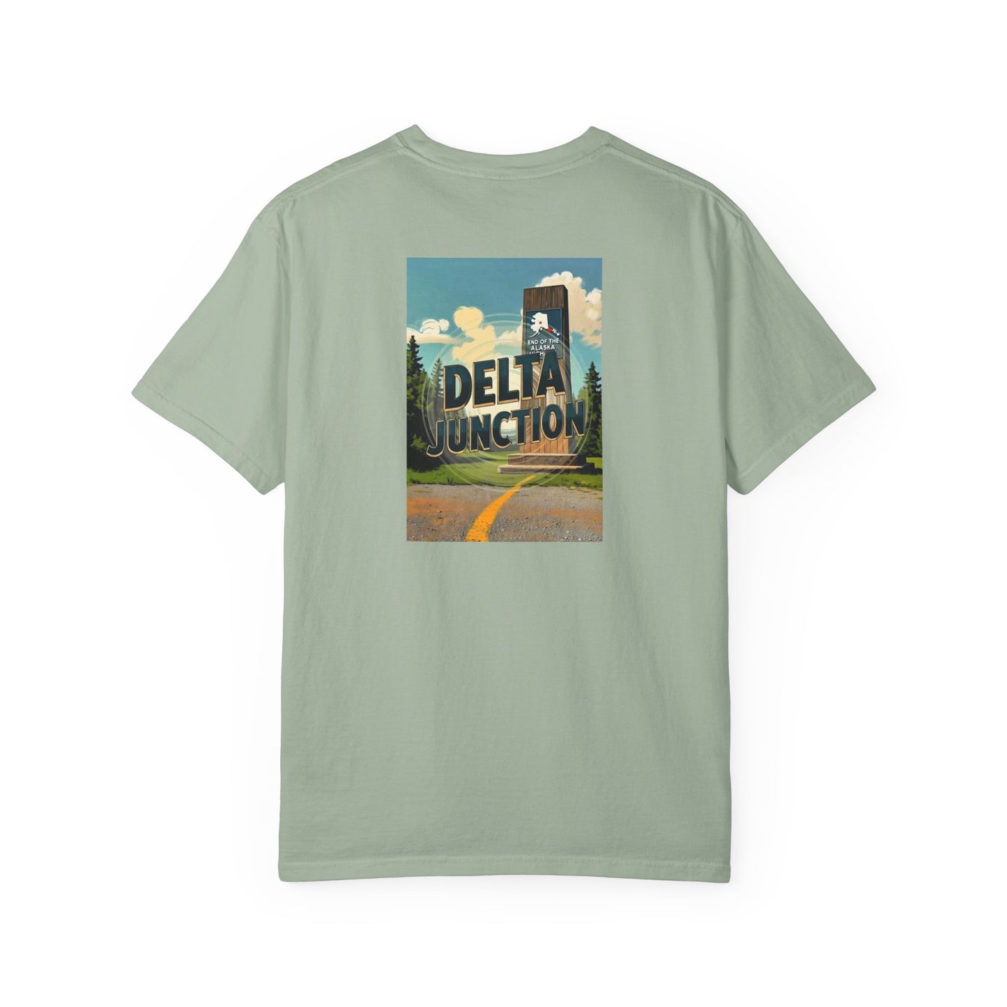 Delta Junction Alaska Vintage Retro Back Printed Art Series Cotton Tee - Black Logo