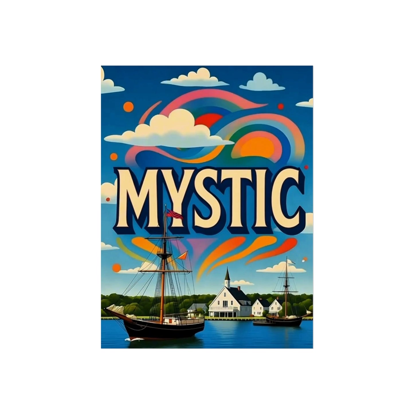 Mystic Connecticut Vintage Retro Giclée Print Art Series Poster