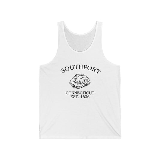 Southport Connecticut Vintage Retro Unisex Cotton Jersey Tank Top - Black Logo