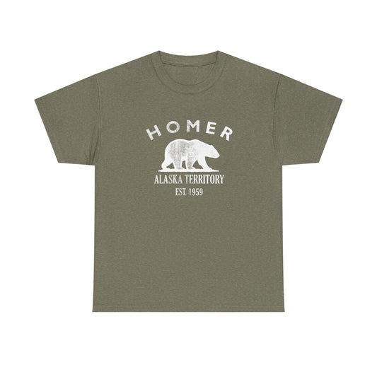 Homer Alaska Vintage Retro Unisex Heavy Cotton Tee - White Logo