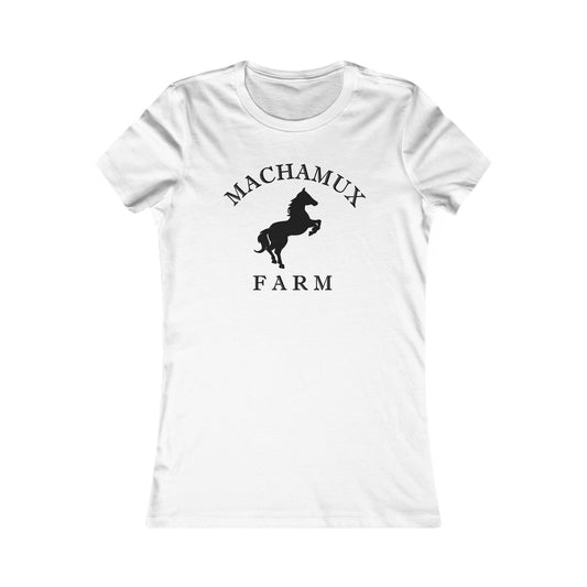 Machamux Farm Ringspun Cotton Fitted Vintage Retro Womens Tee - Black Logo