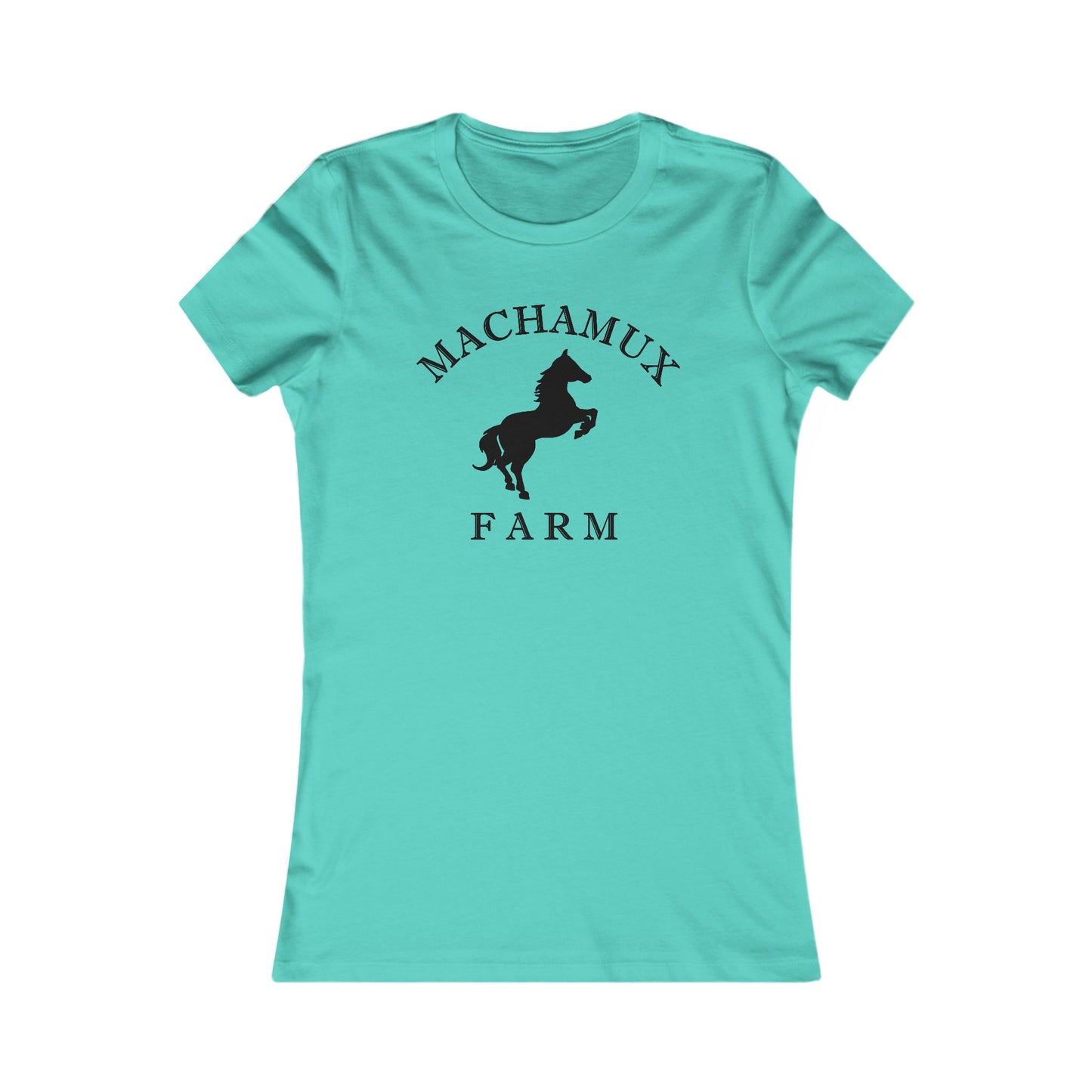 Machamux Farm Ringspun Cotton Fitted Vintage Retro Womens Tee - Black Logo