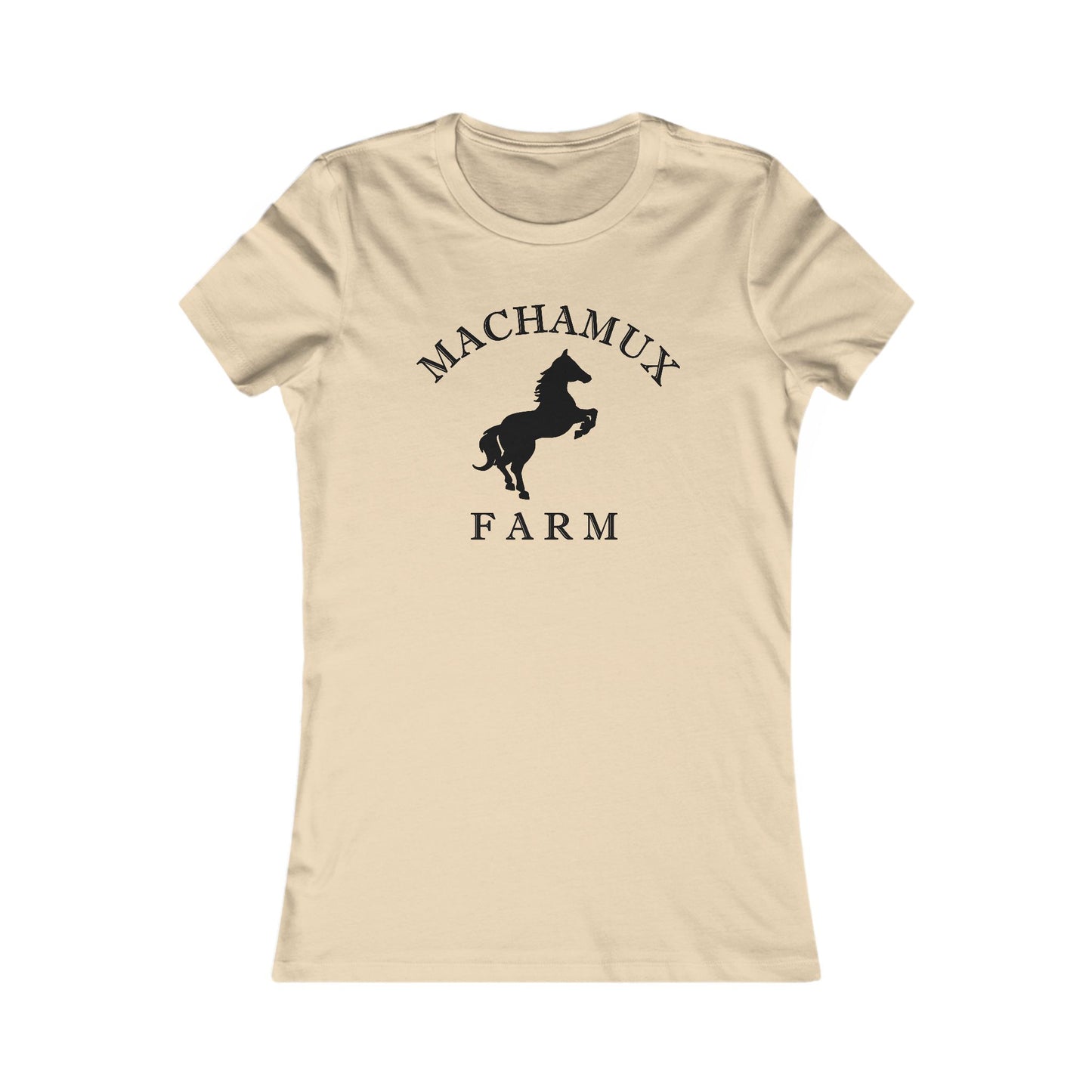 Machamux Farm Ringspun Cotton Fitted Vintage Retro Womens Tee - Black Logo