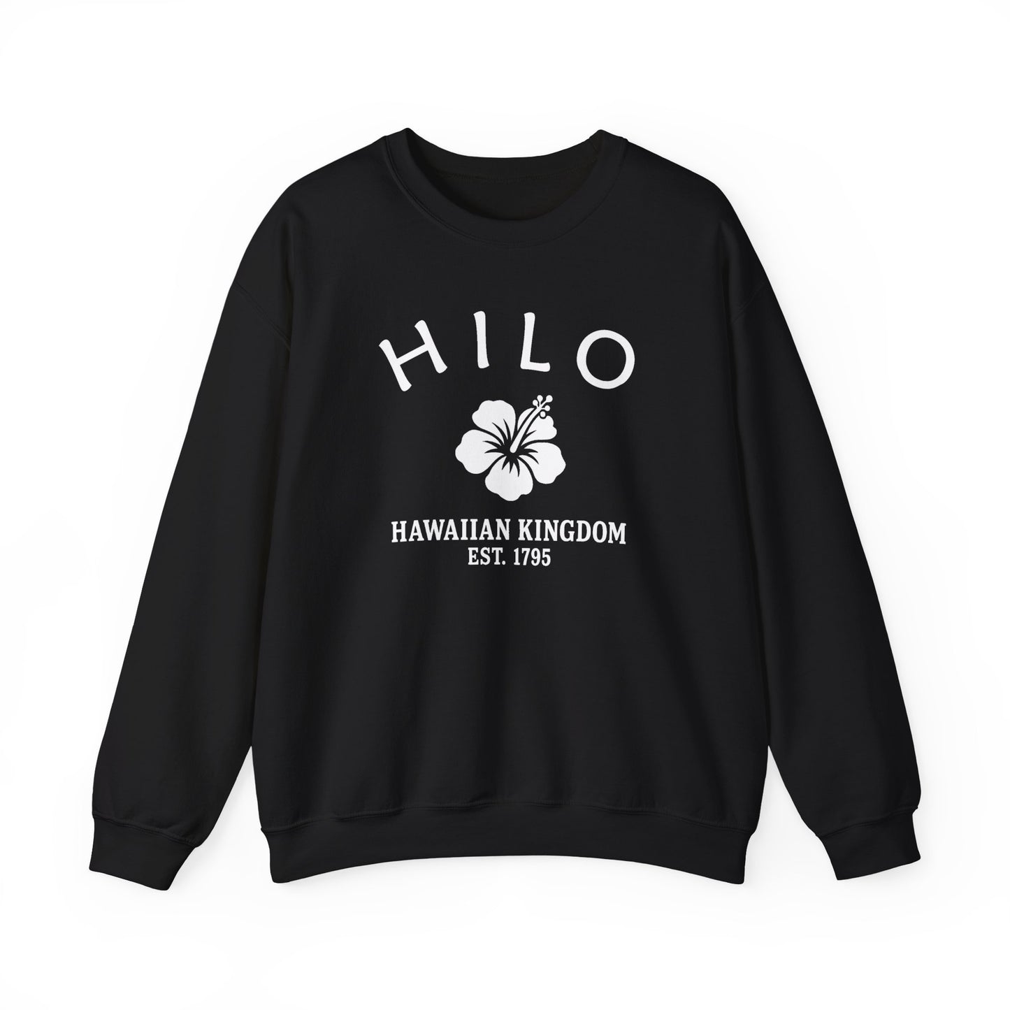 Hilo Hawaii Vintage Retro Unisex Heavy Crewneck Sweatshirt - White Logo