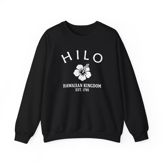 Hilo Hawaii Vintage Retro Unisex Heavy Crewneck Sweatshirt - White Logo