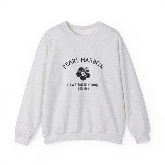 Pearl Harbor Hawaii Vintage Retro Unisex Heavy Crewneck Sweatshirt - Black Logo