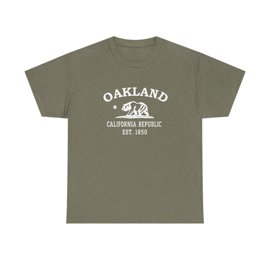 Oakland California Vintage Retro Unisex Heavy Cotton Tee - White Logo