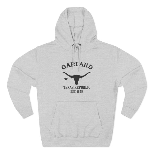 Garland Texas Vintage Retro Unisex Heavy Cotton Hoodie - Black Logo