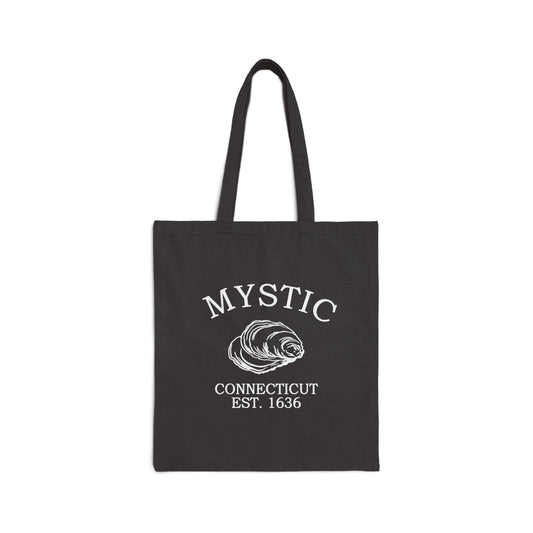 Mystic Connecticut Vintage Retro Cotton Canvas Tote Bag - White Logo