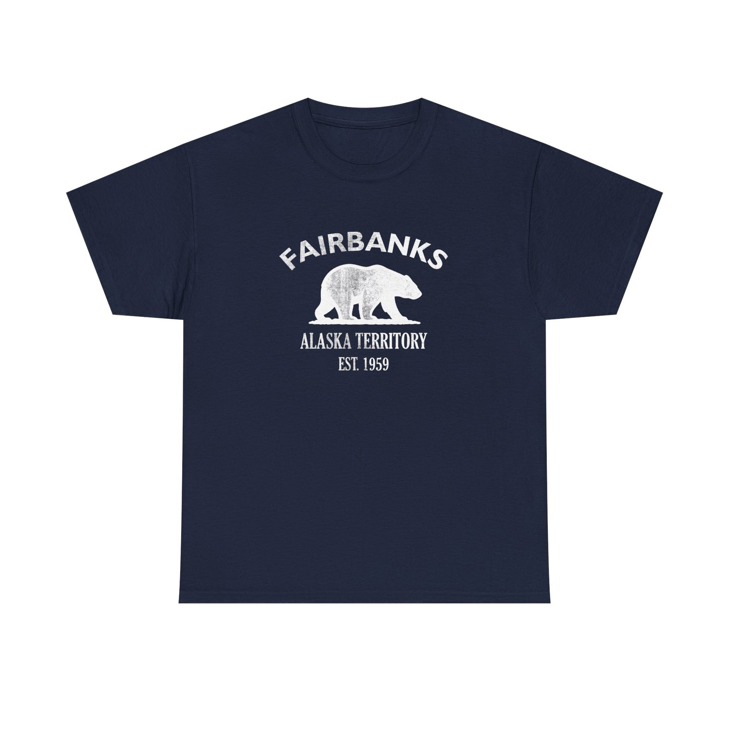 Fairbanks Alaska Vintage Retro Unisex Heavy Cotton Tee - White Logo