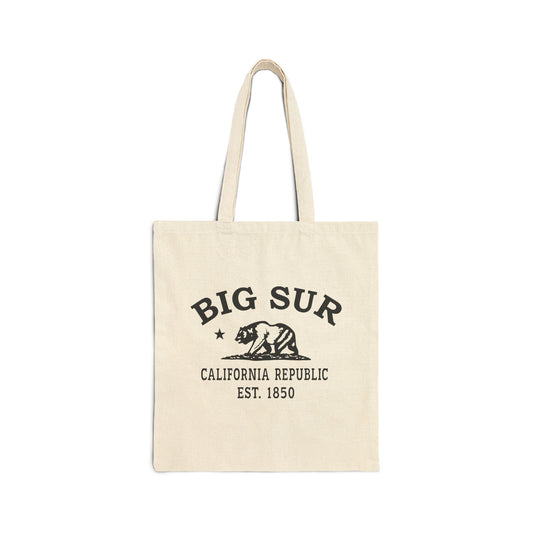 Big Sur California Vintage Retro Cotton Canvas Tote Bag - Black Logo