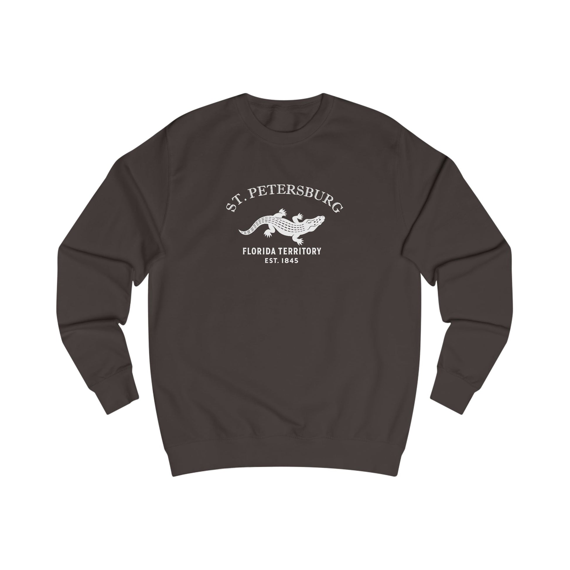 St Petersburg Florida Vintage Retro Premium Crewneck Sweatshirt - White Logo - Bottle Green