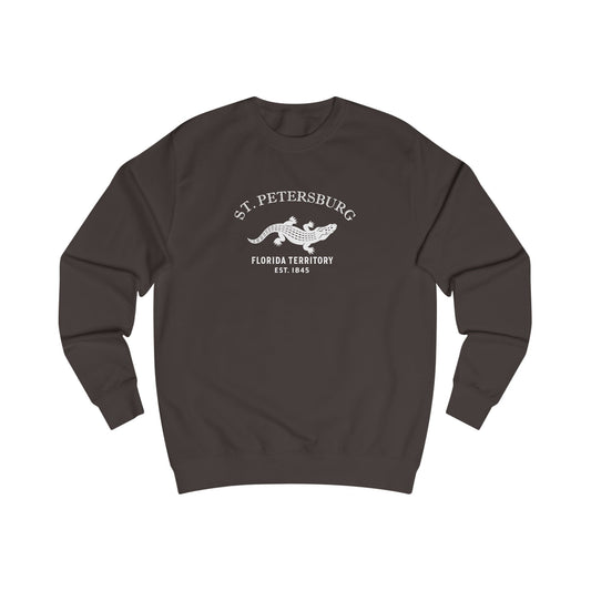 St Petersburg Florida Vintage Retro Premium Crewneck Sweatshirt - White Logo - Bottle Green