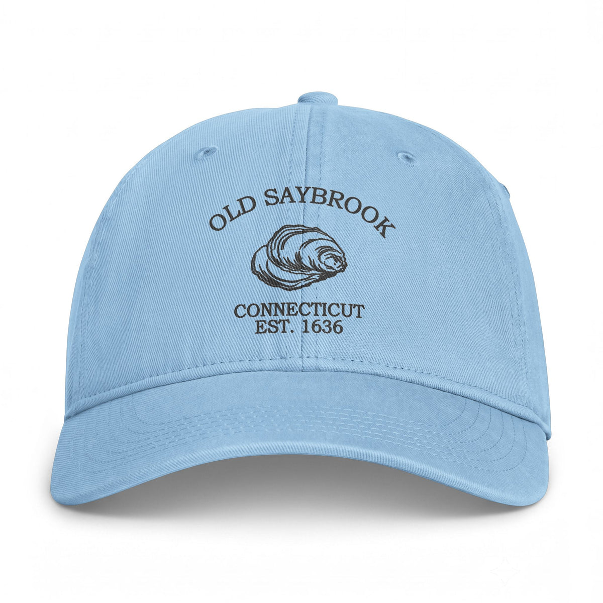 Old Saybrook Connecticut Distressed Cotton Cap - Charcoal Print Logo