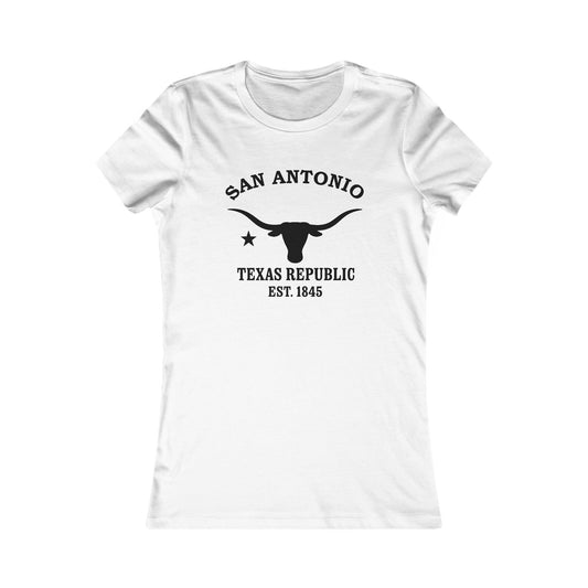 San Antonio Texas Ringspun Cotten Fitted Vintage Retro Womens Tee - Black Logo