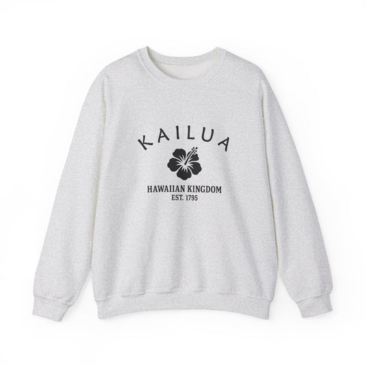 Kailua Hawaii Vintage Retro Unisex Heavy Crewneck Sweatshirt - Black Logo