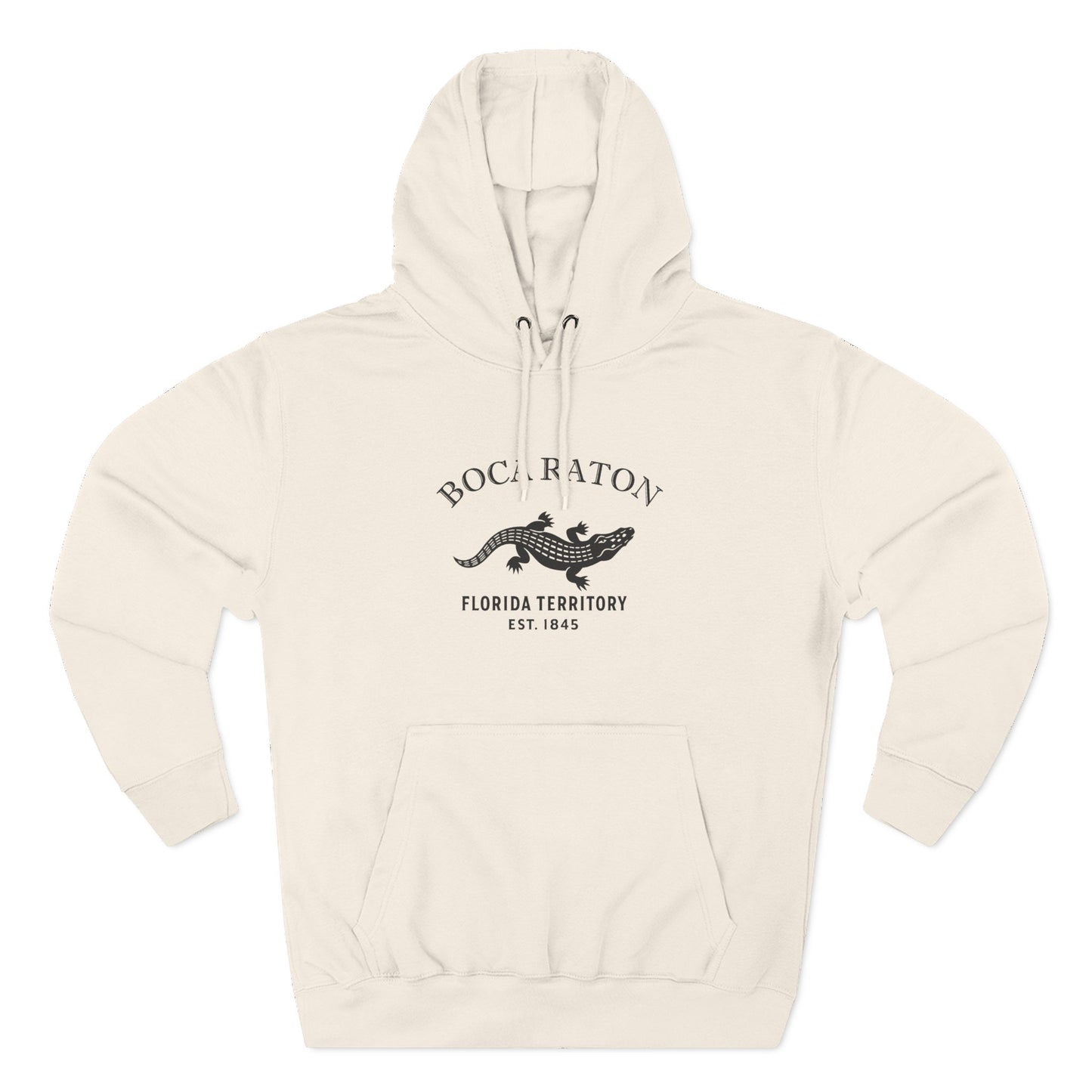 Boca Raton Florida Vintage Retro Unisex Heavy Cotton Hoodie - Black Logo