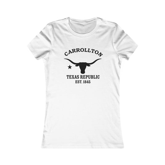 Carrollton Texas Ringspun Cotten Fitted Vintage Retro Womens Tee - Black Logo