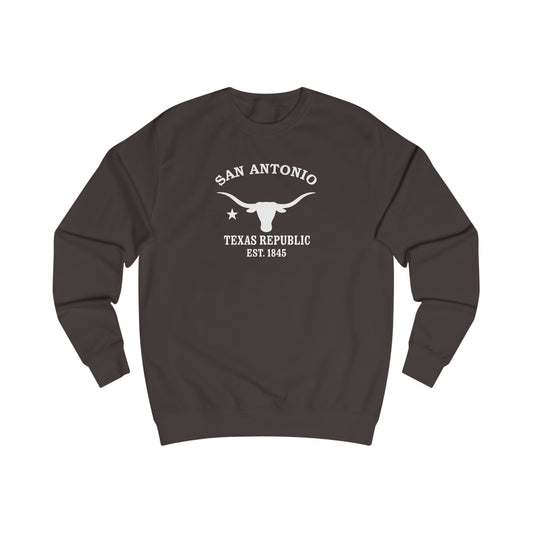 San Antonio Texas Vintage Retro Premium Crewneck Sweatshirt - White Logo - Bottle Green