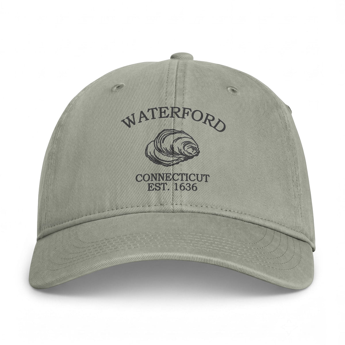 Waterford Connecticut Distressed Cotton Cap - Charcoal Print Logo