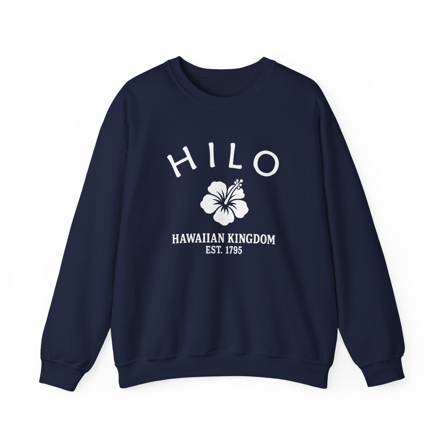 Hilo Hawaii Vintage Retro Unisex Heavy Crewneck Sweatshirt - White Logo