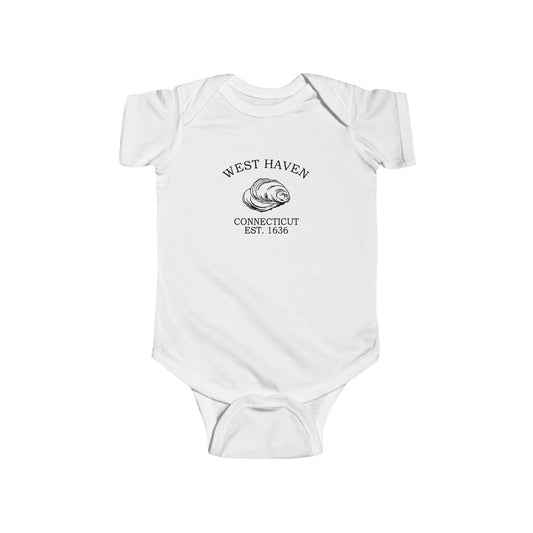 West Haven Connecticut Vintage Retro Cotton Jersey Baby Bodysuit - Black Logo