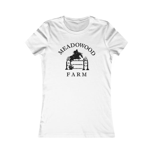 Meadowood Farm Ringspun Cotton Fitted Vintage Retro Womens Tee - Black Logo