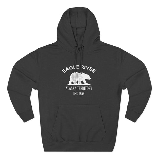 Eagle River Alaska Vintage Retro Unisex Heavy Cotton Hoodie - White Logo