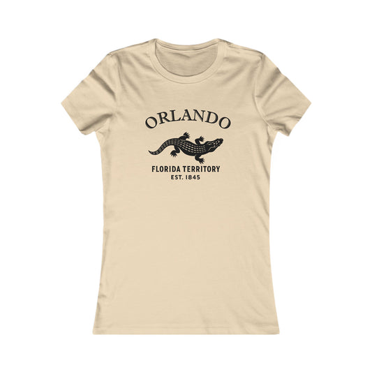 Orlando Florida Vintage Retro Womens Fitted Ringspun Cotton Tee - Black Logo