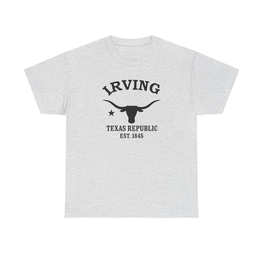 Irving Texas Vintage Retro Unisex Heavy Cotton Tee - Black Logo