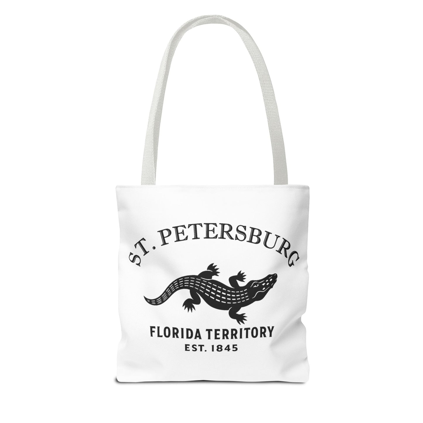 St Petersburg Florida Vintage Retro Light Canvas Tote - Black Logo