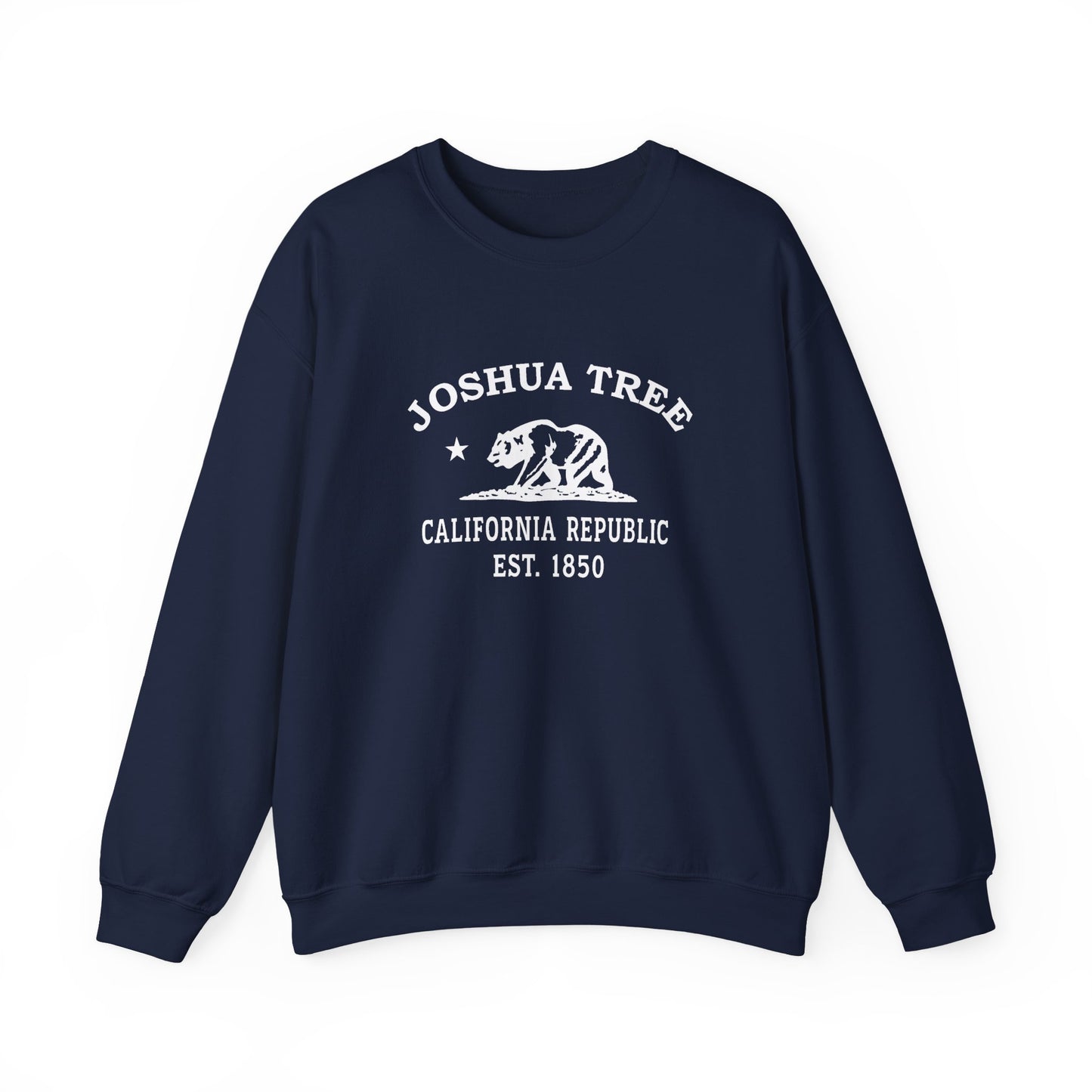 Joshua Tree California Vintage Retro Unisex Heavy Crewneck Sweatshirt - White Logo