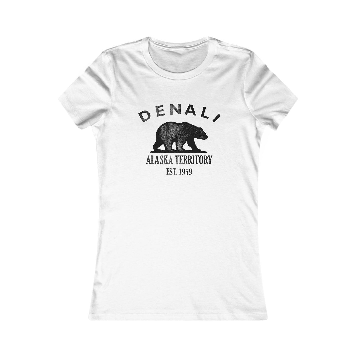 Denali Alaska Vintage Retro Womens Fitted Ringspun Cotton Tee - Black Logo