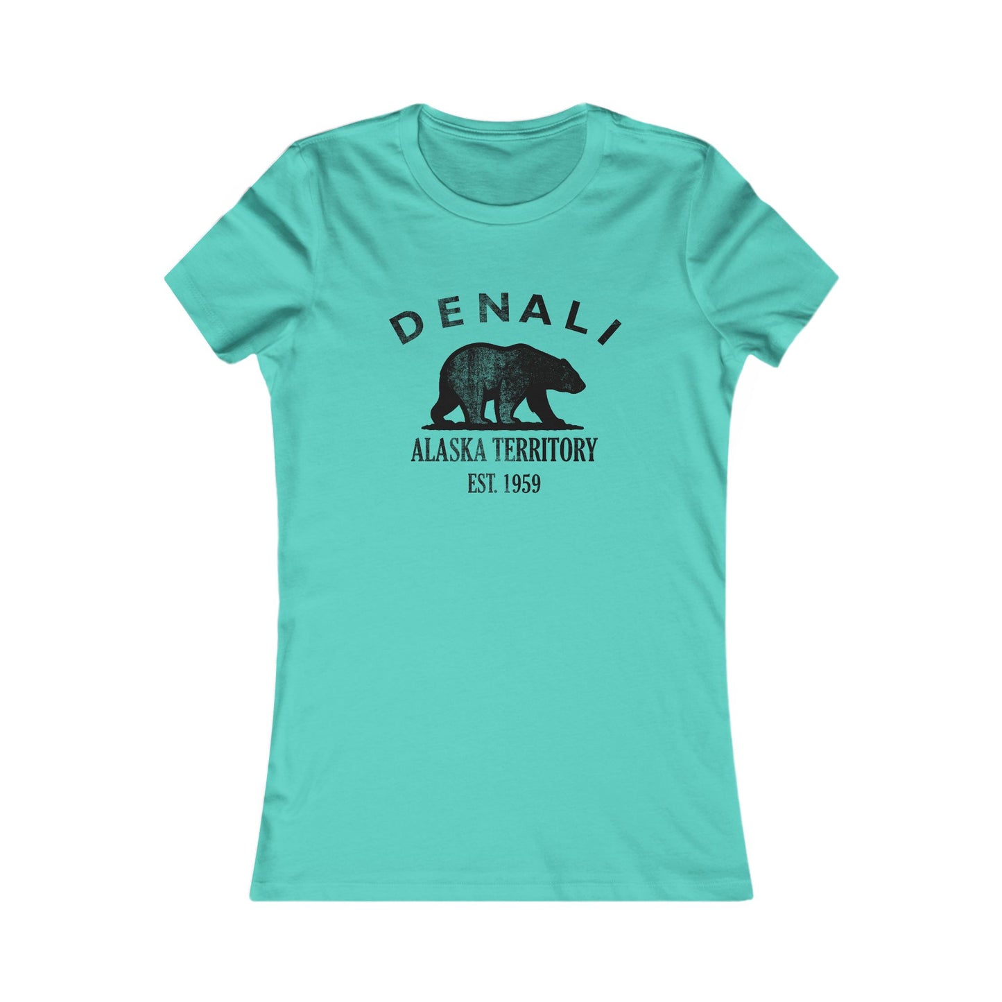Denali Alaska Vintage Retro Womens Fitted Ringspun Cotton Tee - Black Logo