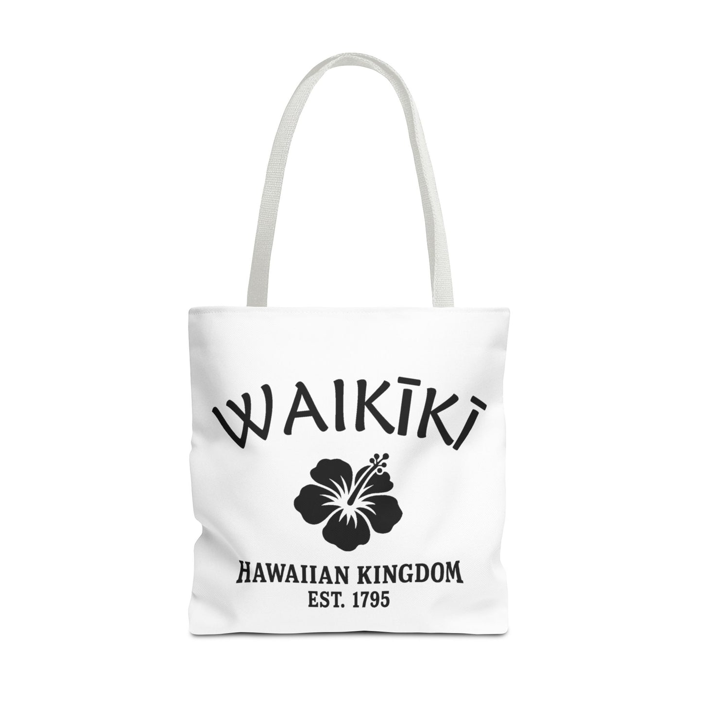 Waikiki Hawaii Vintage Retro Light Canvas Tote - Black Logo