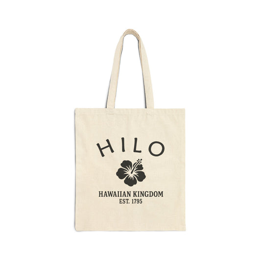 Hilo Hawaii Vintage Retro Cotton Canvas Tote Bag - Black Logo