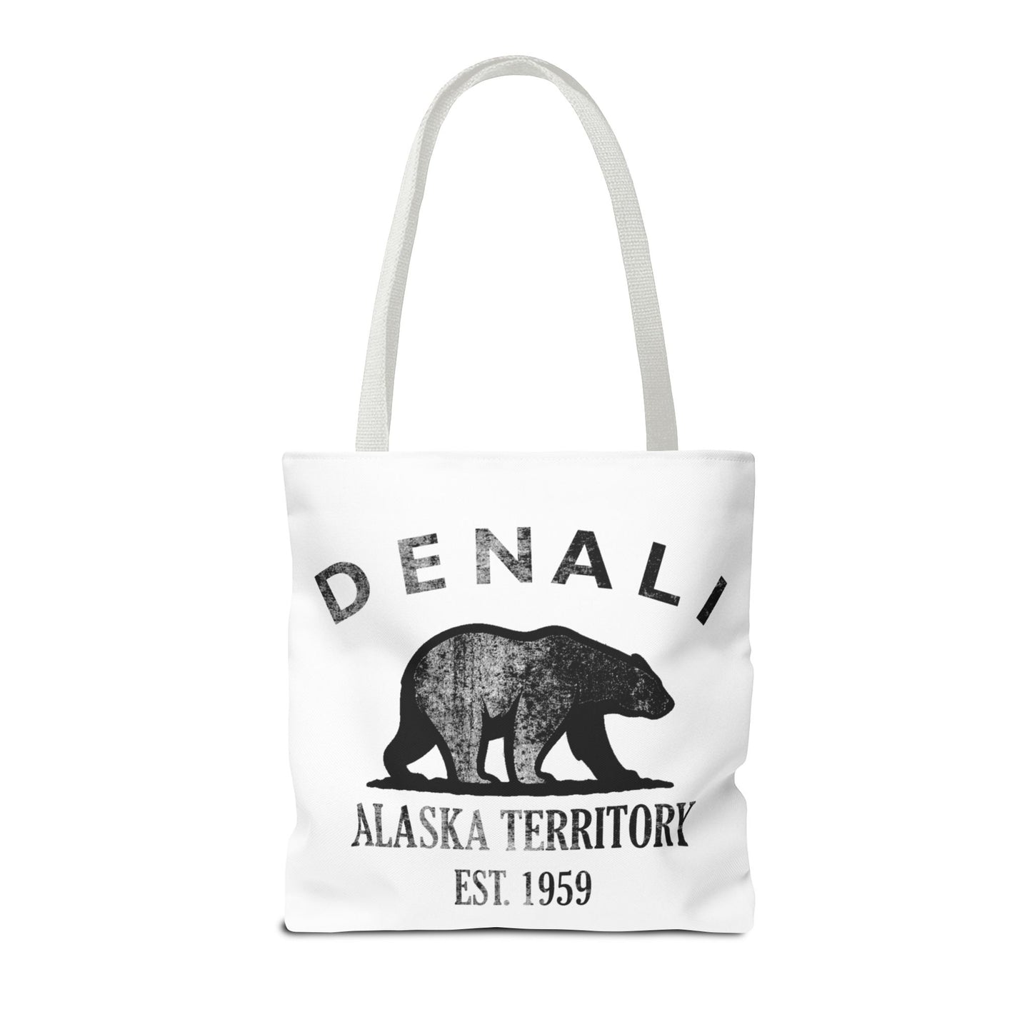 Denali Alaska Vintage Retro Light Canvas Tote - Black Logo
