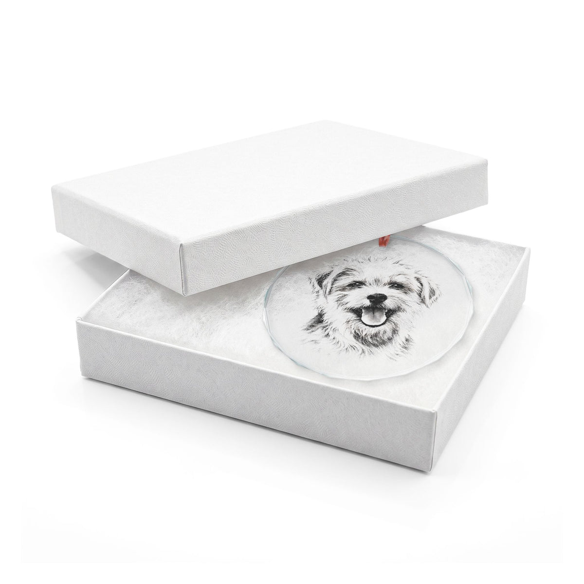 Endless Love Happy Dog Crystal Ornament in White Gift Box