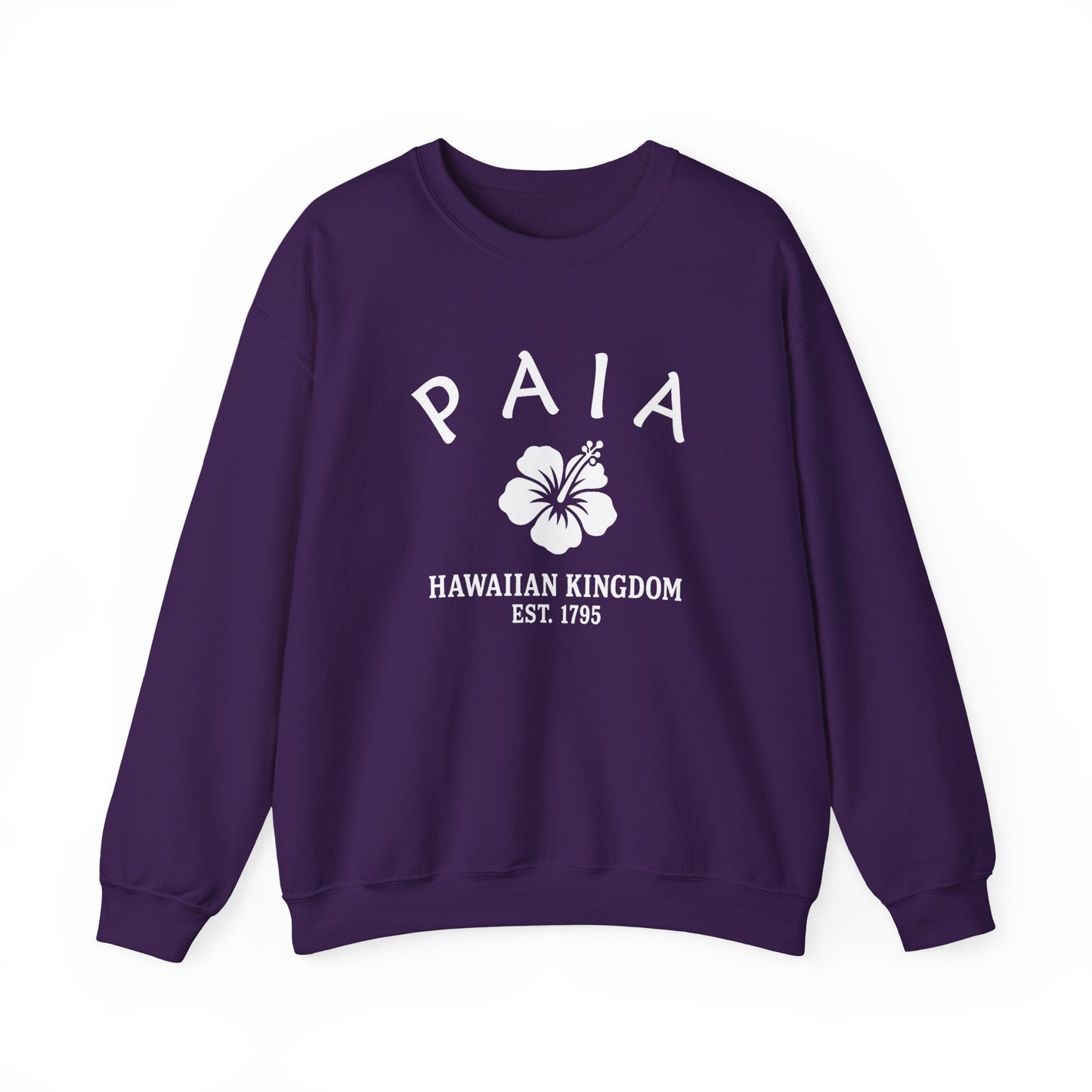 Paia Hawaii Vintage Retro Unisex Heavy Crewneck Sweatshirt - White Logo