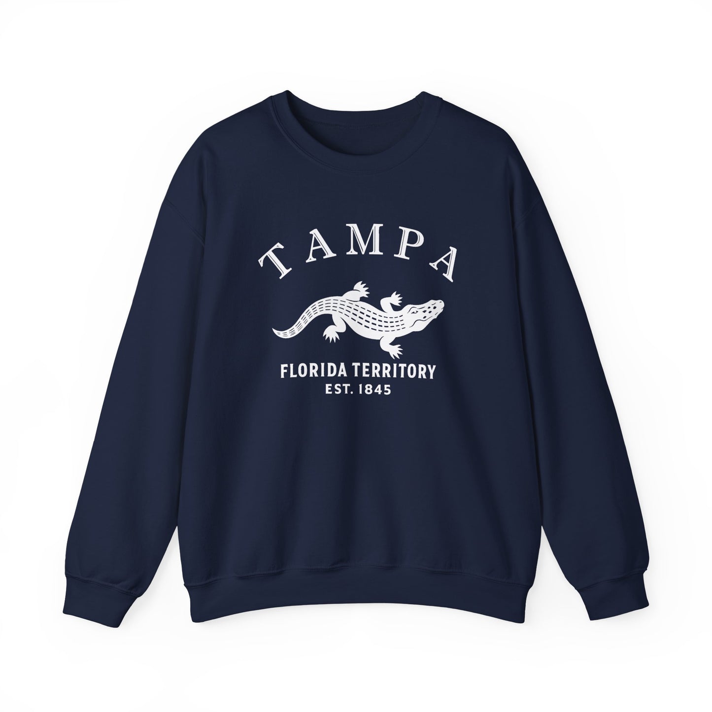 Tampa Florida Vintage Retro Unisex Heavy Crewneck Sweatshirt - White Logo