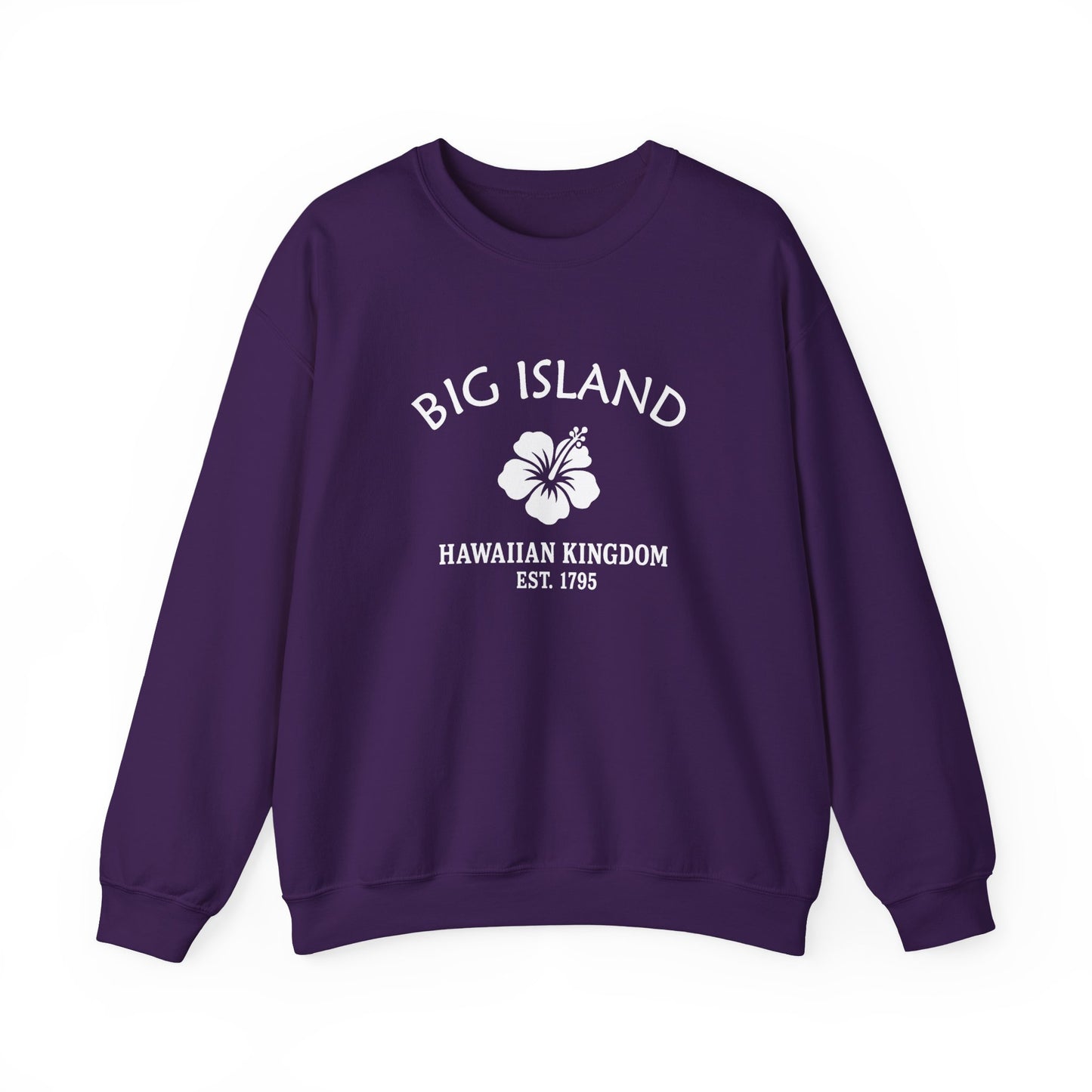 Big Island Hawaii Vintage Retro Unisex Heavy Crewneck Sweatshirt - White Logo