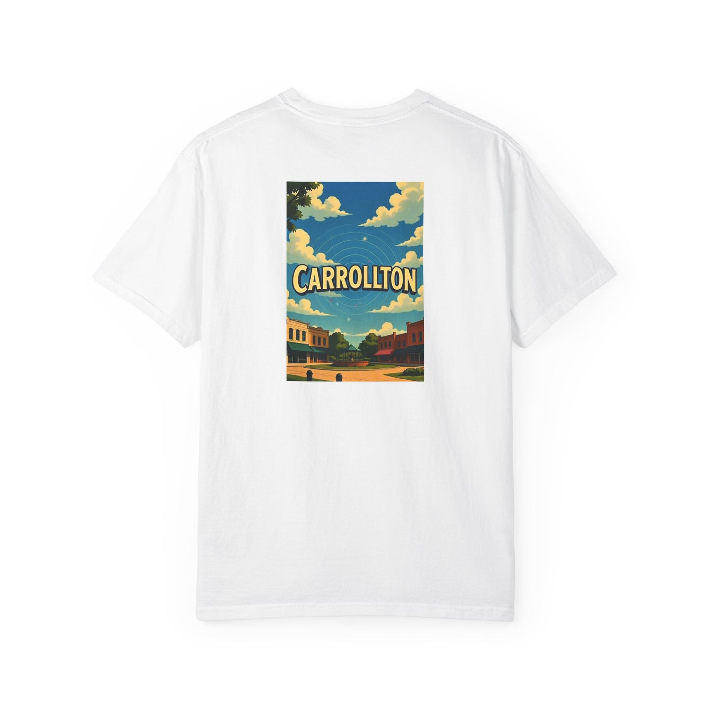 Carrollton Texas Vintage Retro Back Printed Art Series Cotton Tee - Black Logo