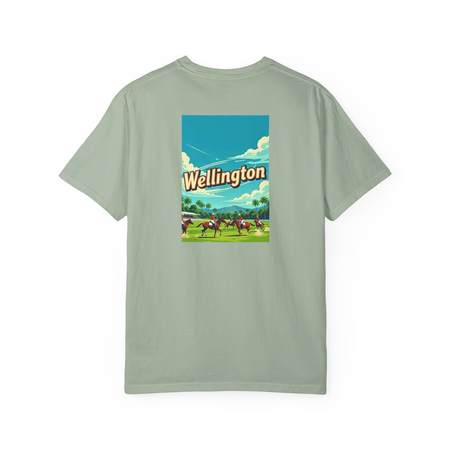 Wellington Florida Vintage Retro Back Printed Art Series Cotton Tee - Black Logo