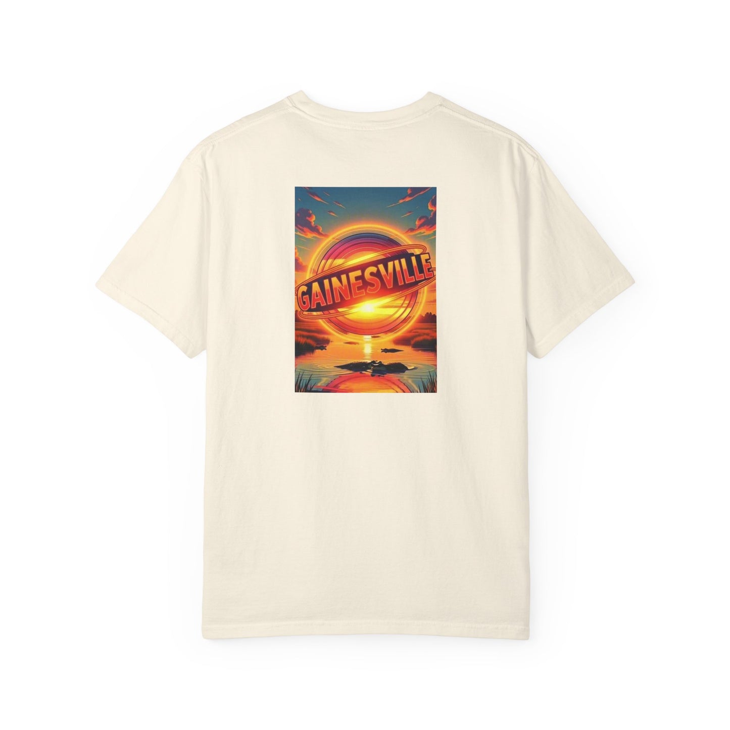 Gainesville Florida Vintage Retro Back Printed Art Series Cotton Tee - Black Logo