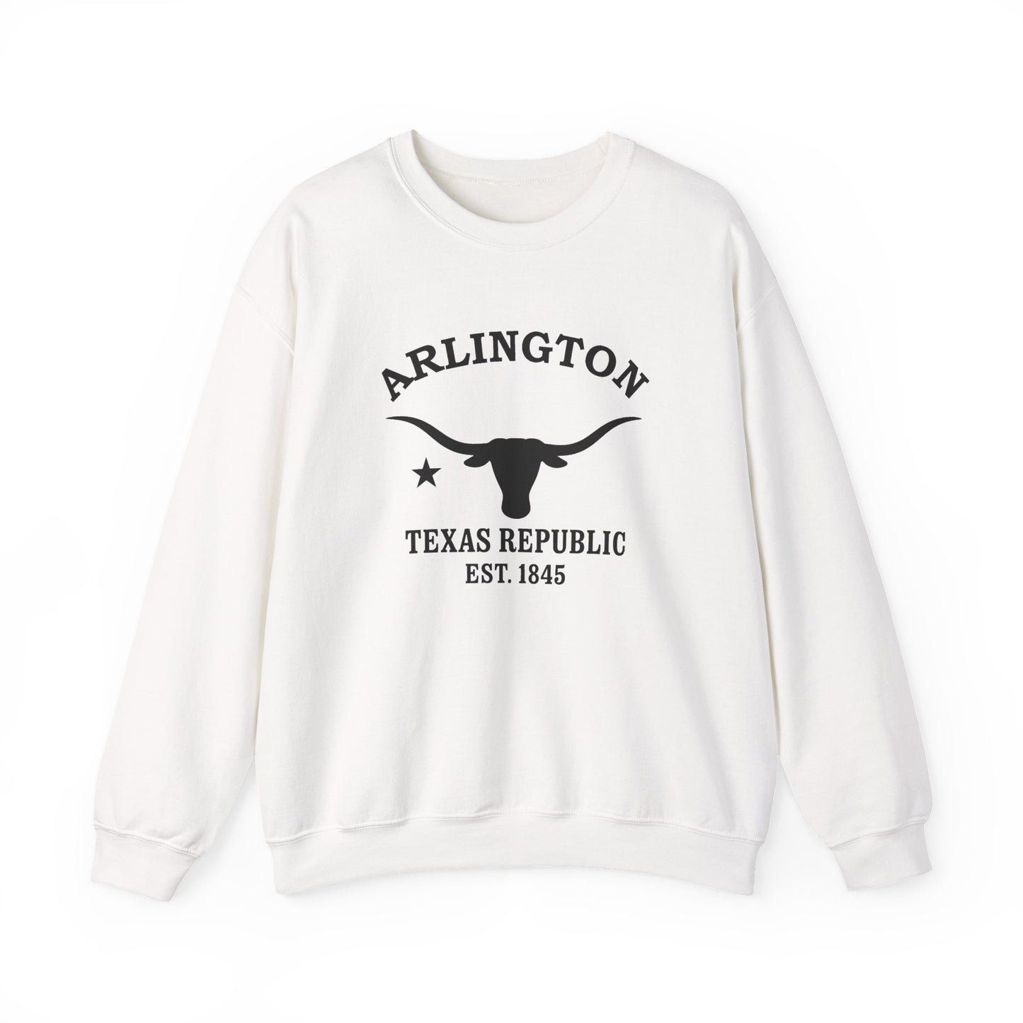 Arlington Texas Vintage Retro Unisex Heavy Crewneck Sweatshirt - Black Logo